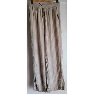 Briggs Women's Pants Size S Tan Striped Linen Blend 28in Inseam 26in Waist